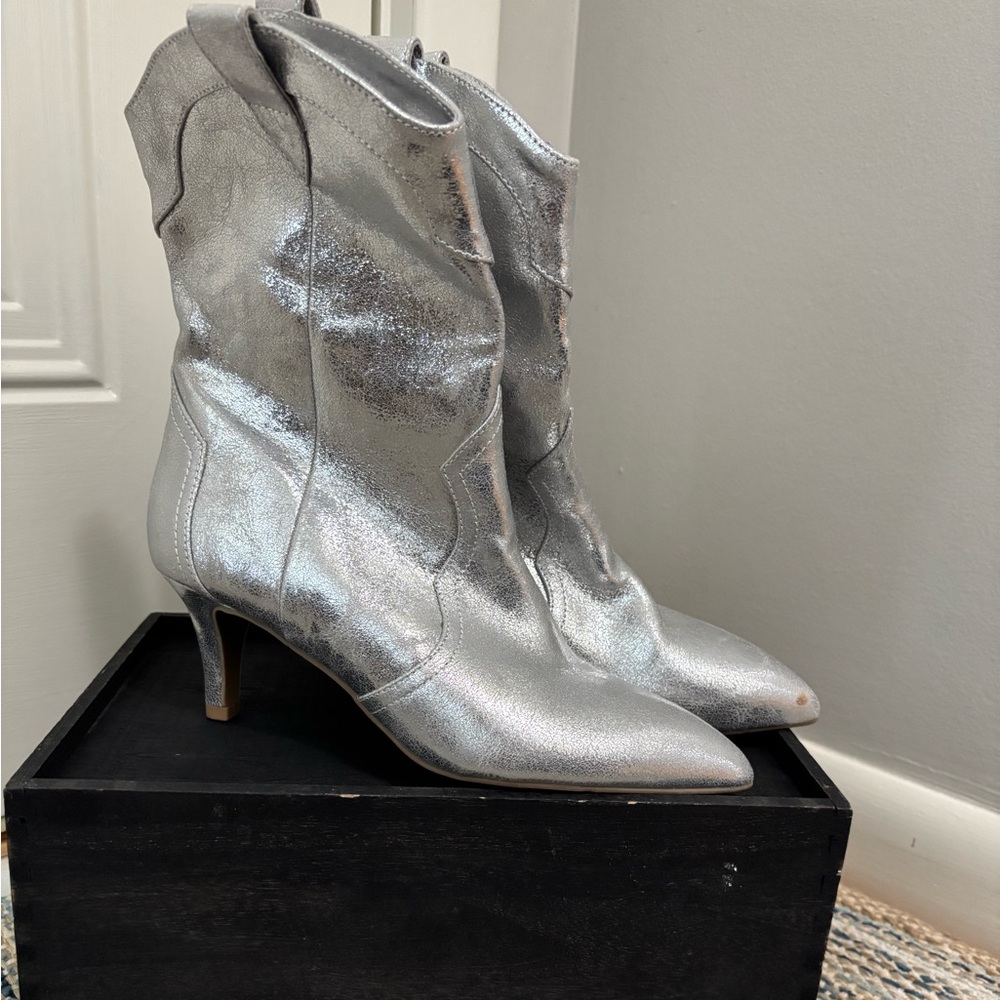 Dolce Vita Metallic Silver Heeled Boots
